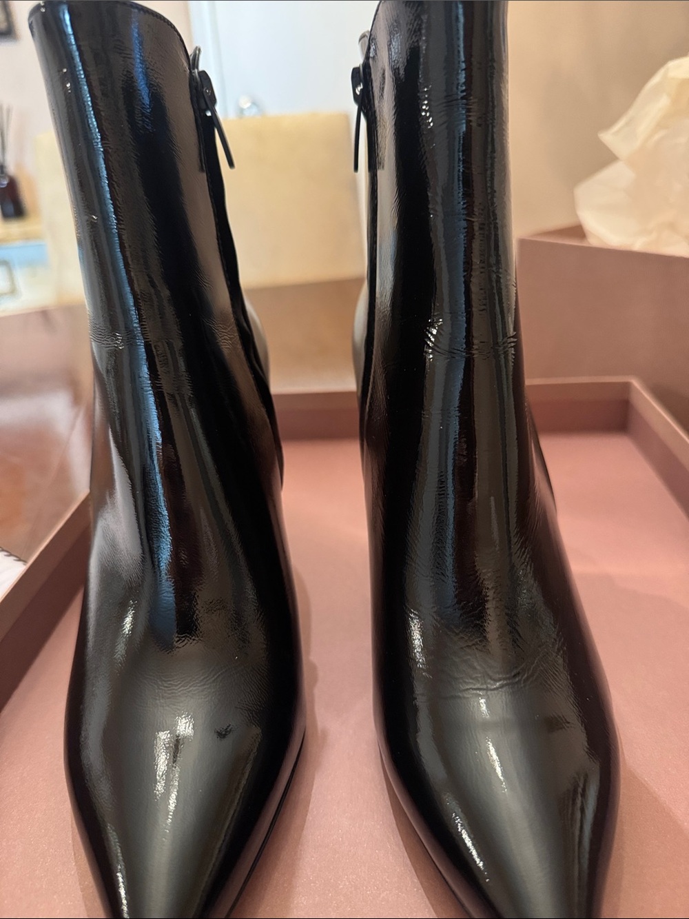 Gianvito Rossi Black Patent Pointed Ankle Booties 3.5 heel or 9cm